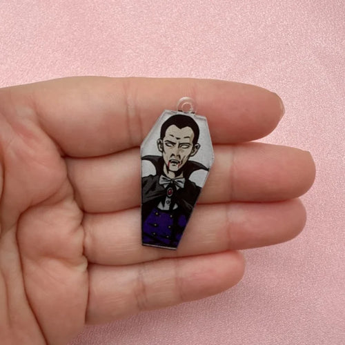 12-Piece Halloween Coffin Acrylic Pendants - DIY Earring & Jewelry Making Charms