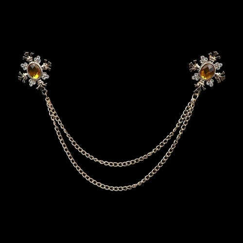 Fashion Gentleman Tassel Brooch For Men Suit Shirt Collar Crystal