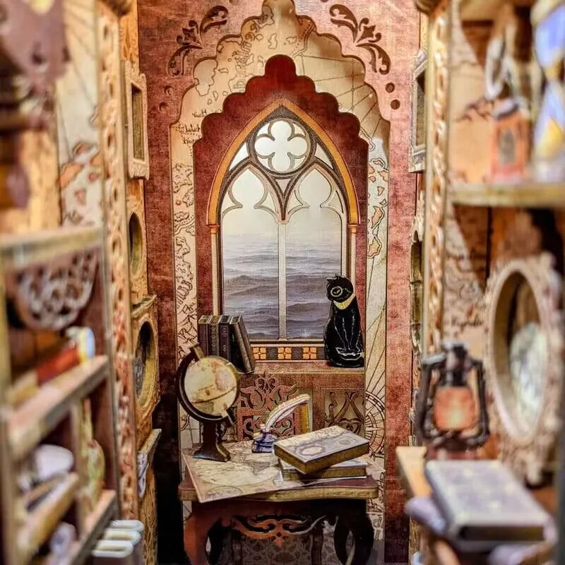 CUTEBEE Book Nook Kit Diy Bookend 3D Miniature House Sailing Memory