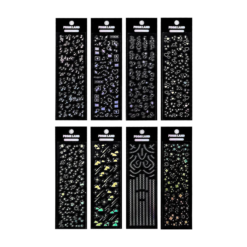 12 Pieces Long Strip Bronzing Laser Labels Stickers Adhesive For Diy Diary And Craft Projects