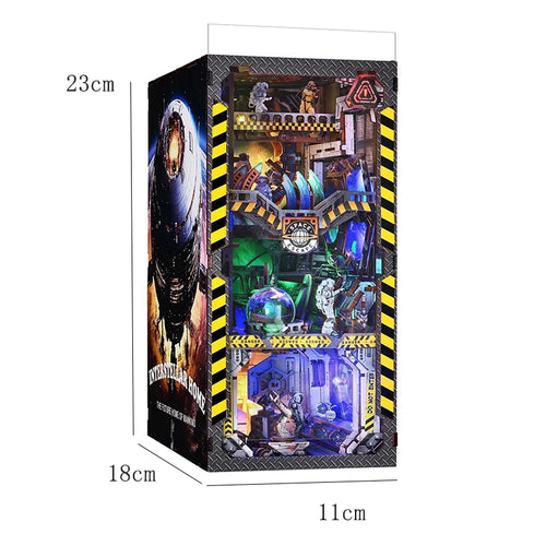 DIY Book Nook Kit Miniature Dollhouse With Light Wooden Bookshelf