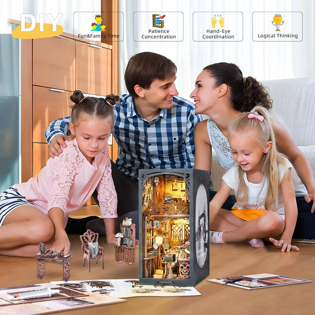 ATUBAN Book Nook Kit, DIY Dollhouse Booknook Bookshelf Insert 3D