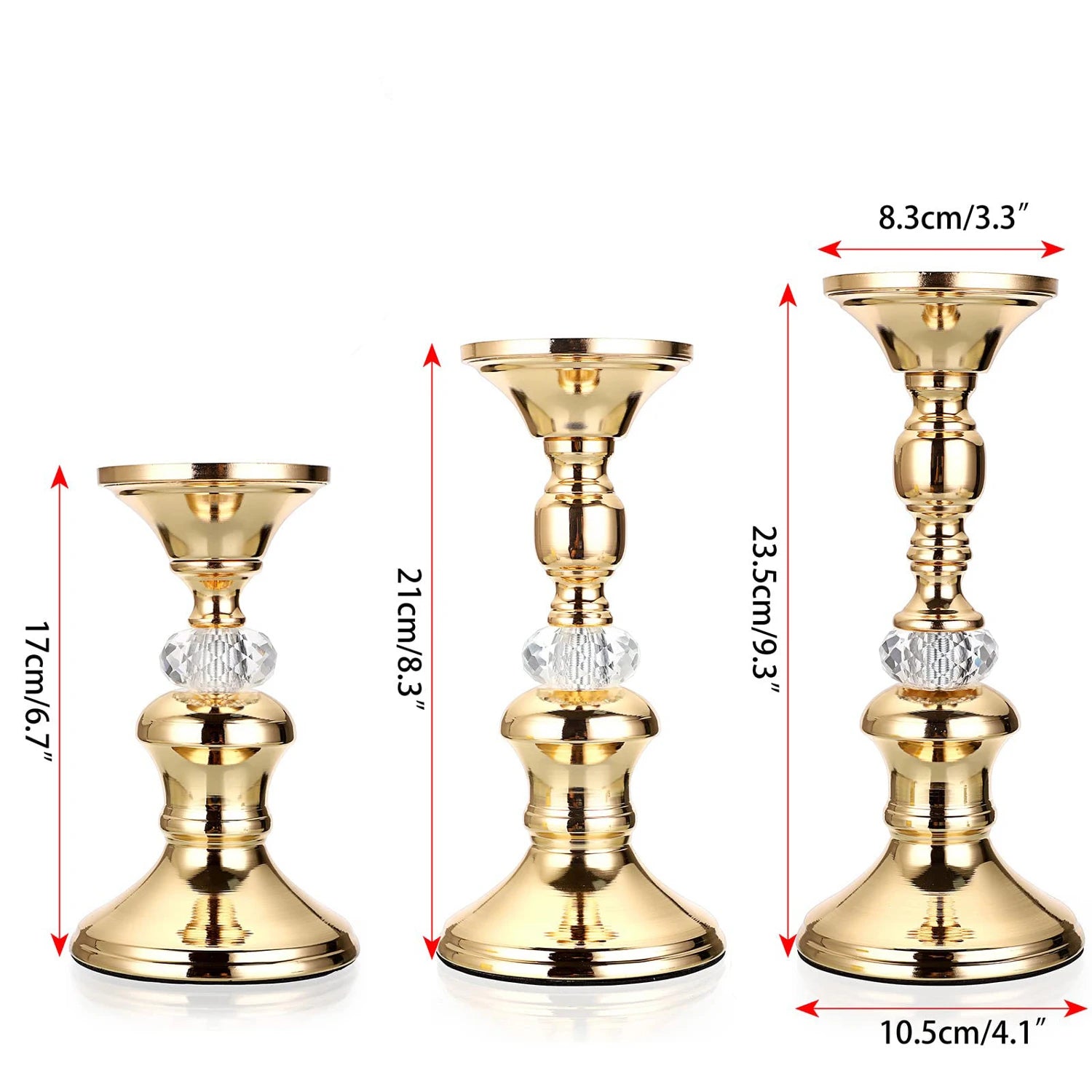 Gold Metal Pillar Candlestick Holders Vintage Pillar Candle Holders