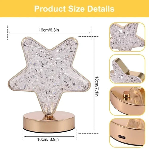 Rechargeable Touch Dimming Night Light Moon Star Gothic Acrylic Metal USB Dimmer White Nature Warm For Girls Room Decor