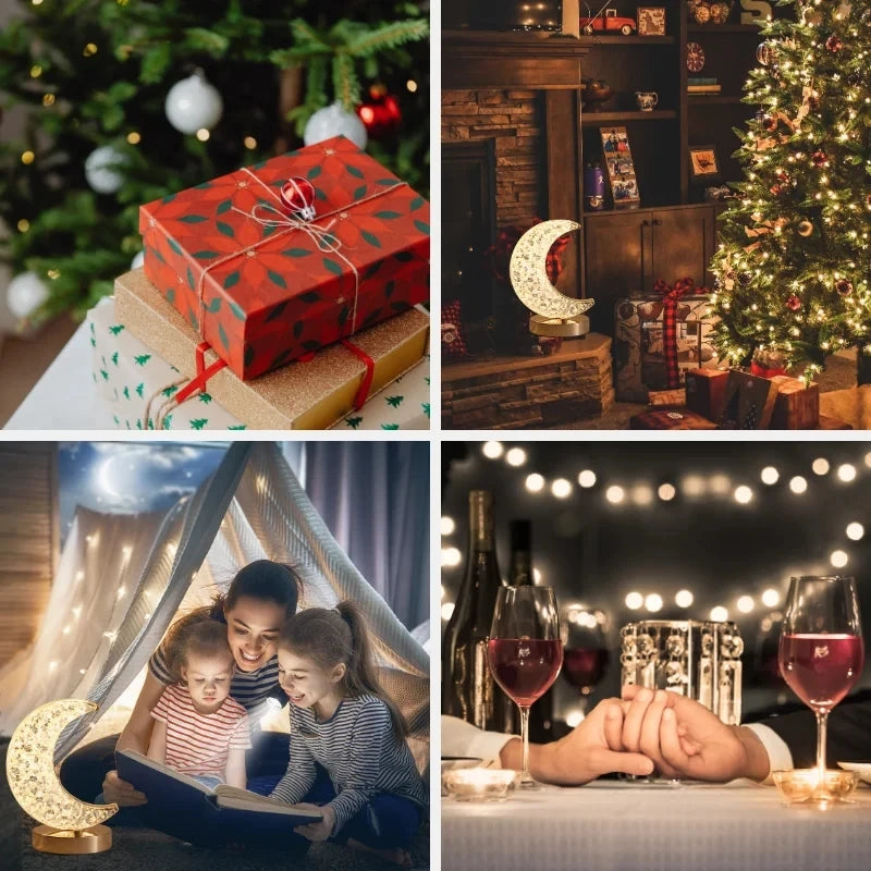 Rechargeable Touch Dimming Night Light Moon Star Gothic Acrylic Metal USB Dimmer White Nature Warm For Girls Room Decor