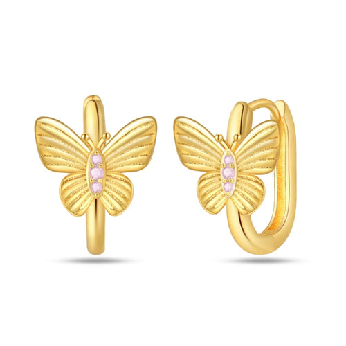 Classic Earrings 925 Silver Stars Moons Pearls Bees Golden Hoop