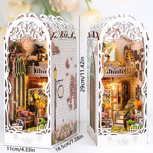 DIY Wooden Book Nook Miniatures Shelf Insert Dollhouse Building