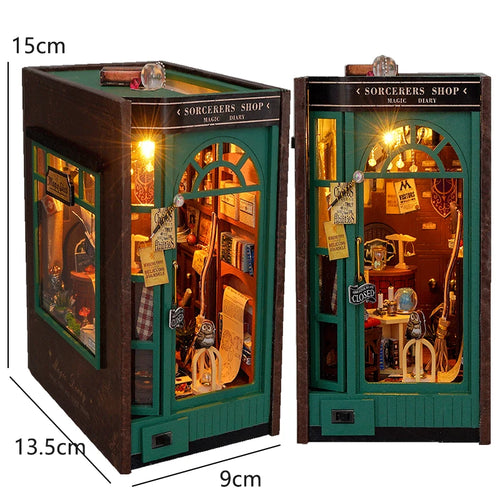 DIY Book Nook Kit Mini 3D Wooden Bookshelf Set Doll House Bookshelf