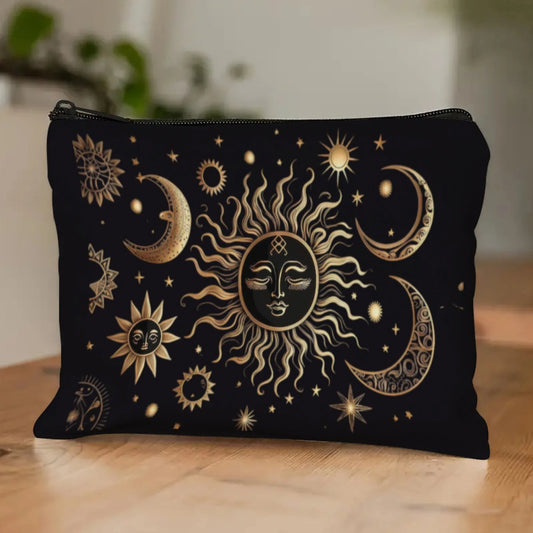 Magic Sun-Moon-Star Cosmetic Bag  Exotic Mystical Vibe Ideal Gift for