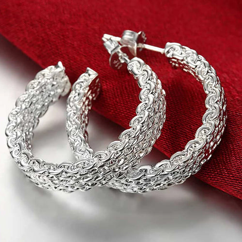 Top Quality 925 Sterling Silver Earrings Simple Round Circle Hoop