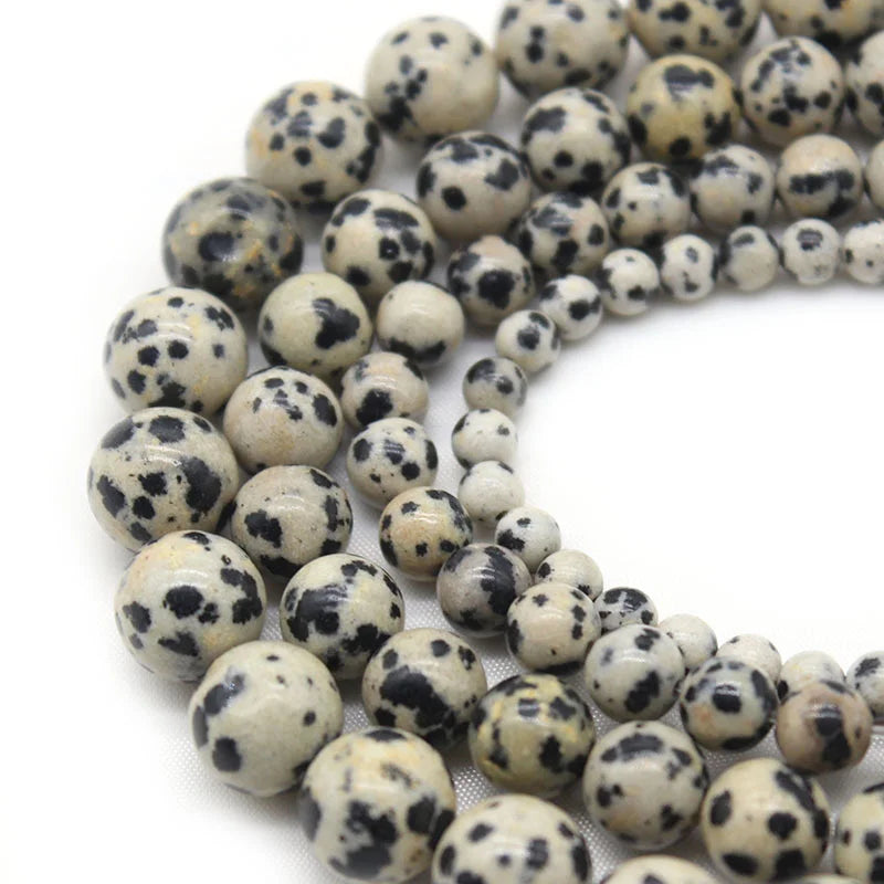 Natural Stone Dalmation Jasper Round Loose Bead 15" Strand 6 8 10 MM