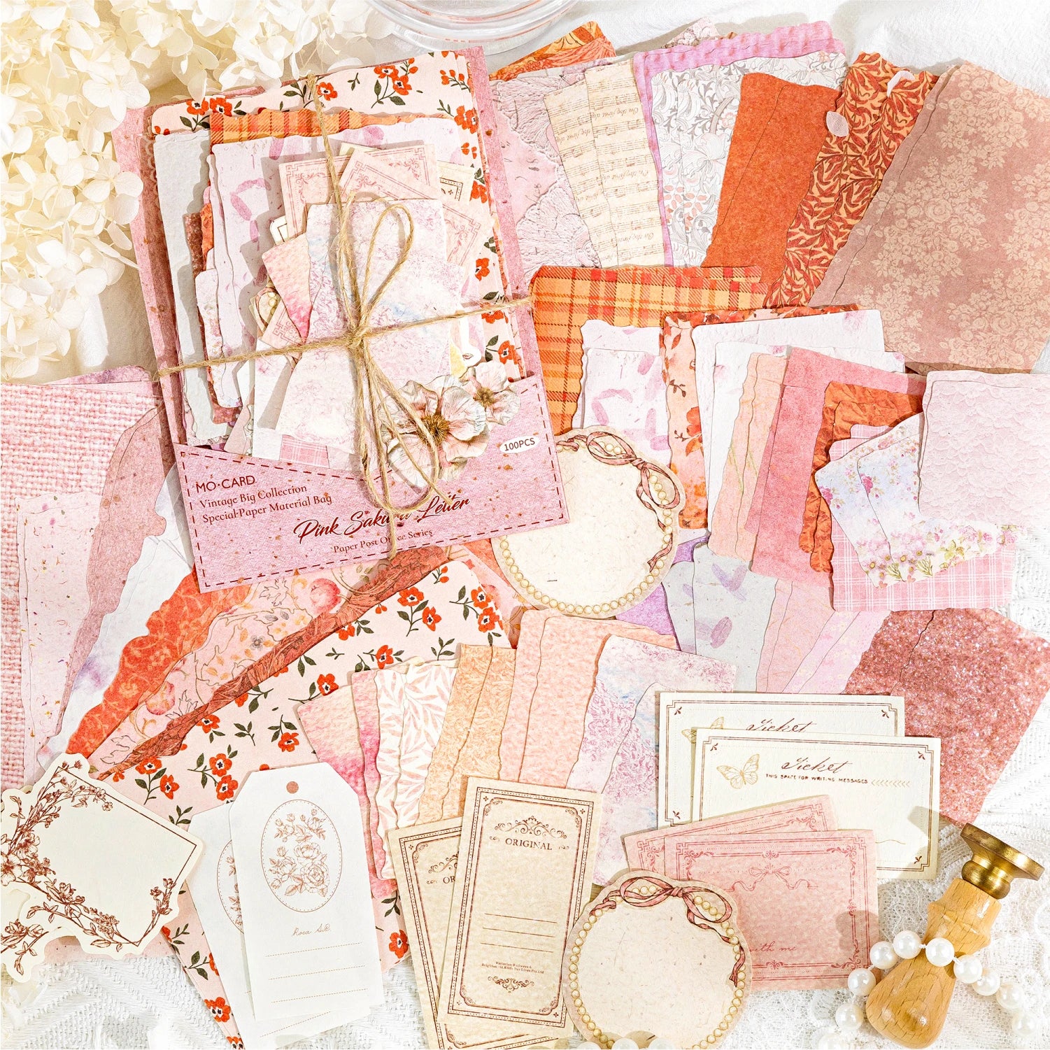 JIANQI 100pcs Vintage Decor Scrapbooking Materials Paper Combo Kit DIY