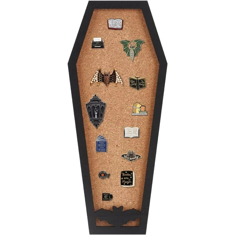 Coffin Bat Cork Board Pinboard 11.2 By 4.7 Inch Dual Display Wall Or Tabletop Gothic Bulletin