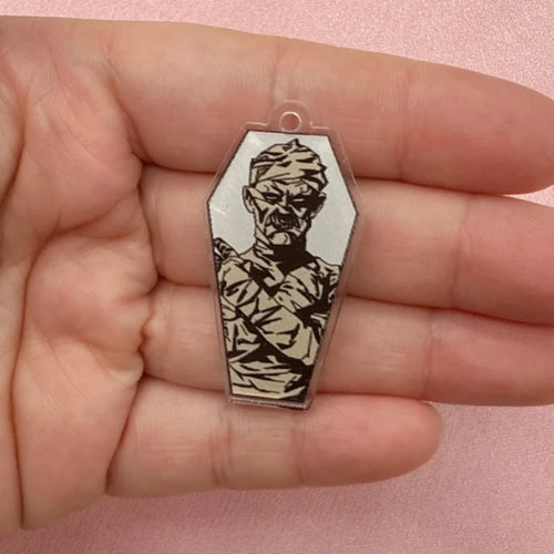 12-Piece Halloween Coffin Acrylic Pendants - DIY Earring & Jewelry Making Charms