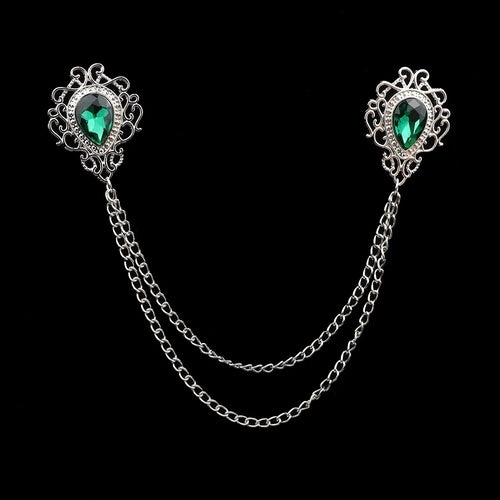 Fashion Gentleman Tassel Brooch For Men Suit Shirt Collar Crystal