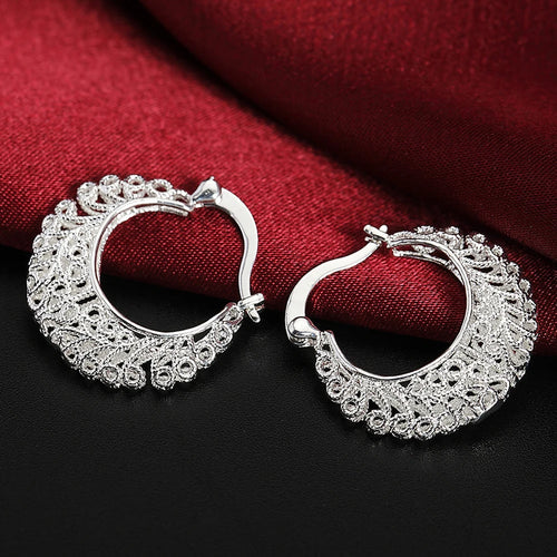 Top Quality 925 Sterling Silver Earrings Simple Round Circle Hoop