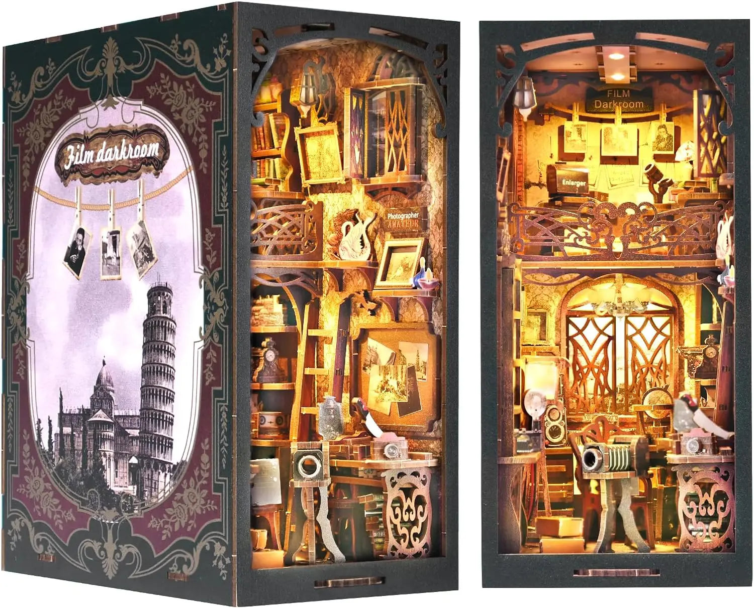 ATUBAN Book Nook Kit, DIY Dollhouse Booknook Bookshelf Insert 3D