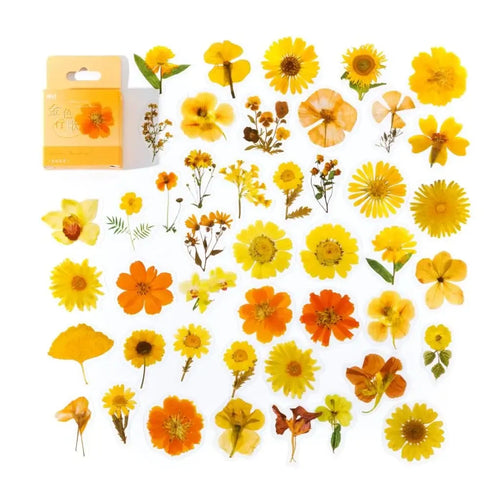 45Pcs Flower Language Kawaii PET Journaling Sticker Set For Gift