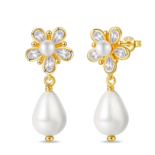 Classic Earrings 925 Silver Stars Moons Pearls Bees Golden Hoop