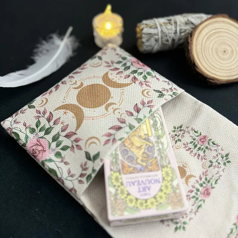 1pc Moon Star Tarot Storage Bag Pink Rose Floral Celestial Polyester