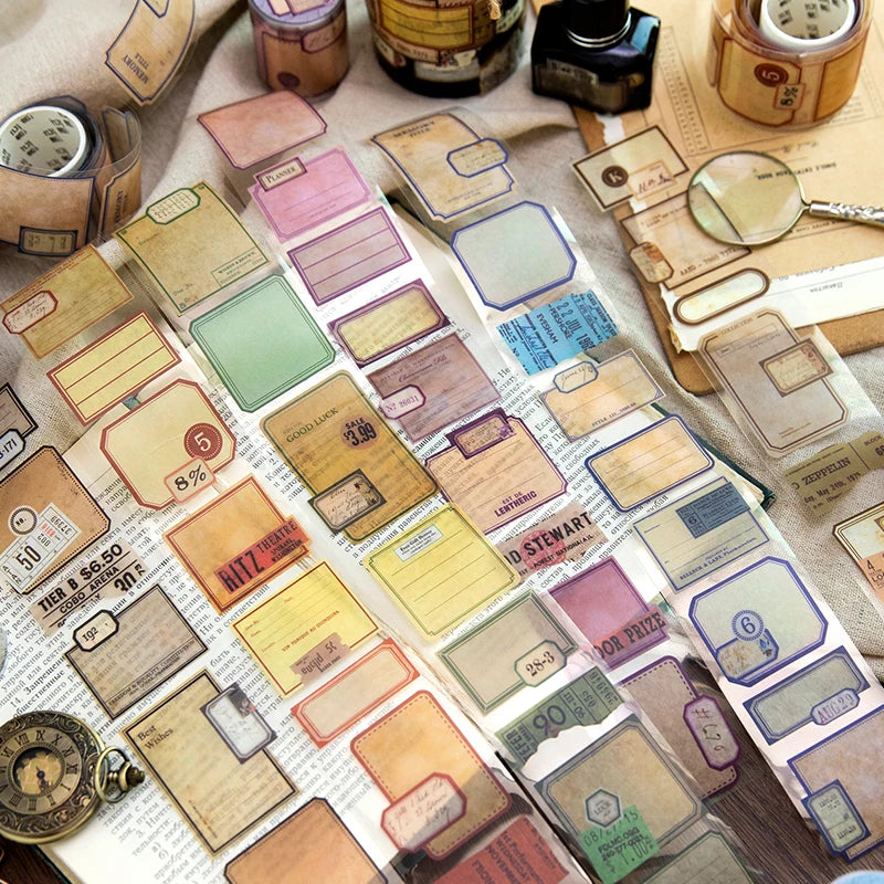 Yoofun 5x200cm Retro Mark Daily PET Tape Labels Vintage Stickers for