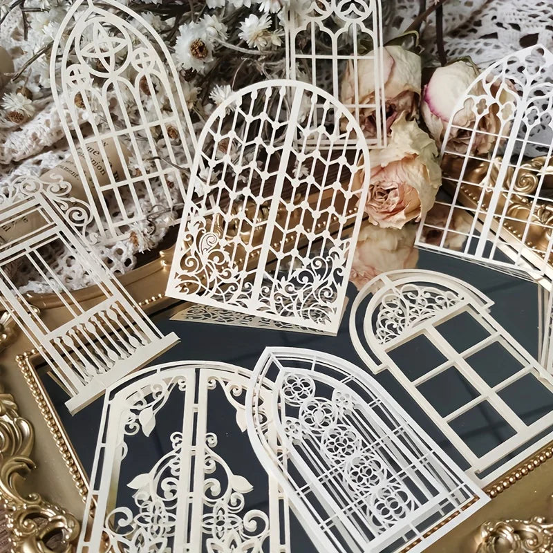 10 Pcs Vintage Lace Hollow Material Paper Butterflies for Craft Projects DIY Scrapbooking