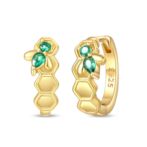 Classic Earrings 925 Silver Stars Moons Pearls Bees Golden Hoop