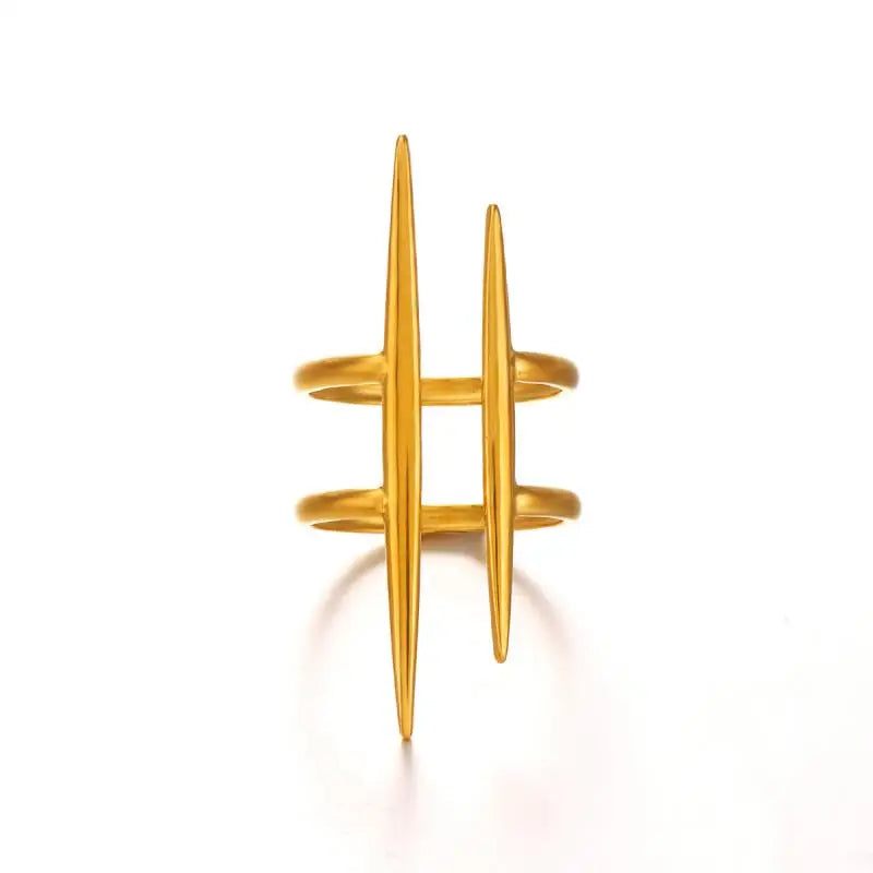 Vintage 18K Gold Plated Stainless Steel Parallel Double Line Hollowed