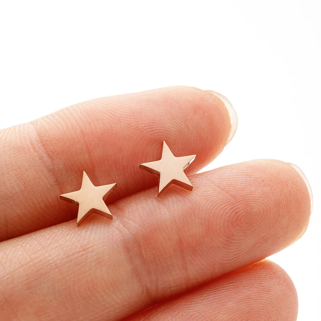 1 Pair New Stainless Steel Star Earrings Tiny Star Stud Earrings For