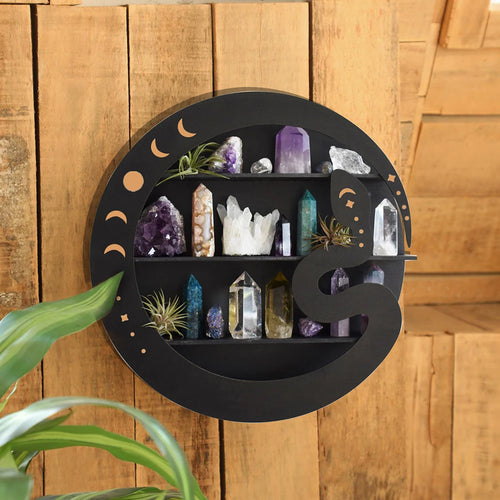 Shelf for Crystal Display Multi Layered Wooden Stand Moon Butterfly