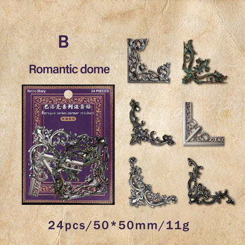 24 Piece Pack Vintage Corner Stickers Retro Hollowed Out Photo Frames For Photos And Crafts