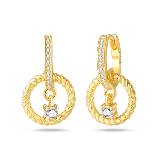 Classic Earrings 925 Silver Stars Moons Pearls Bees Golden Hoop