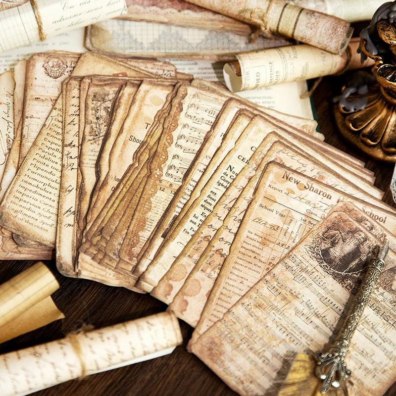 JIANQI 50pcs Vintage Decor Scrapbooking Materials Paper Combo Kit DIY