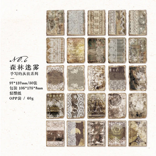 JIANQI 50pcs Vintage Decor Scrapbooking Materials Paper Combo Kit DIY