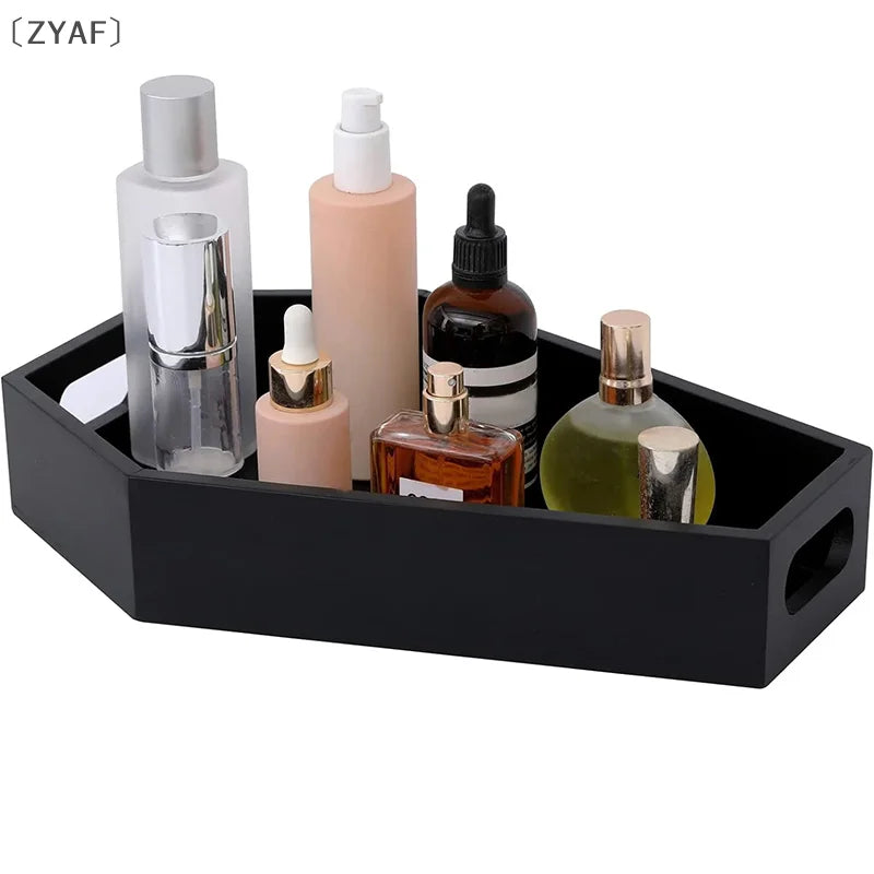 〔ZYAF〕Black Wooden Tray Gothic Coffin Shape Home Storage Box Tray