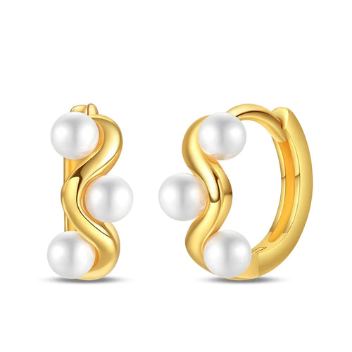 Classic Earrings 925 Silver Stars Moons Pearls Bees Golden Hoop