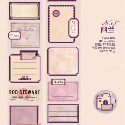 Yoofun 5x200cm Retro Mark Daily PET Tape Labels Vintage Stickers for