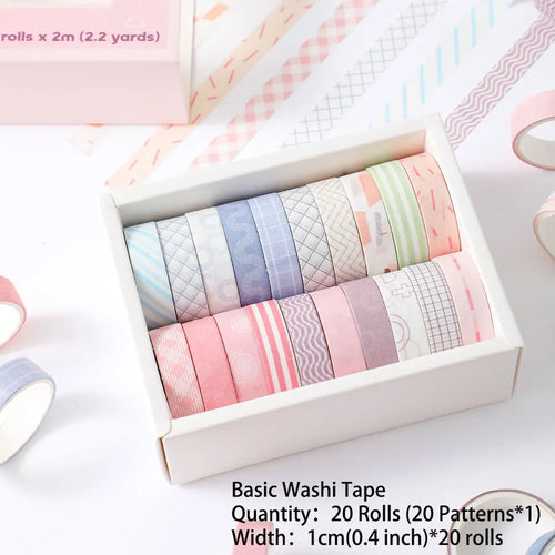 20 Rolls Washi Tape Set Thin Masking Tape For Arts And Crafts Ideal For Scrapbooking And Card Making