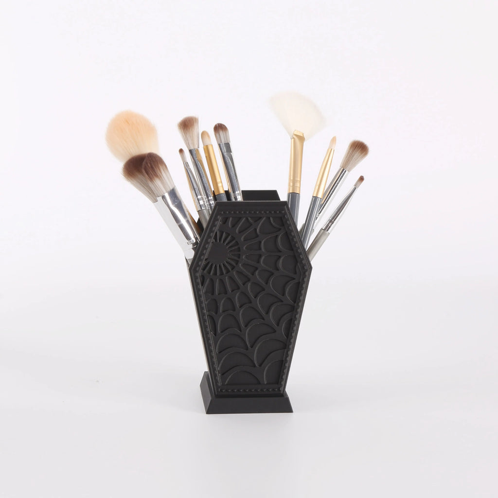1 piece of 3D printed Gothic coffin shaped spider web makeup brush