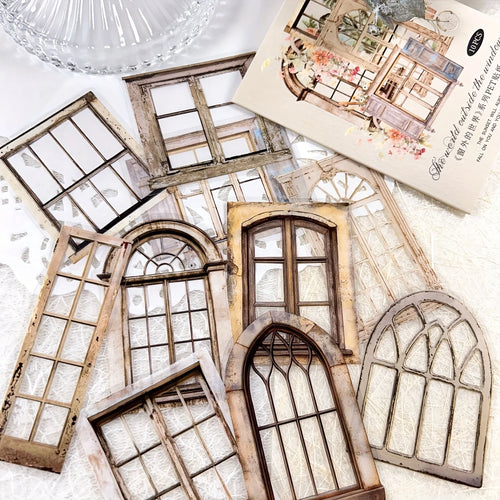 JIANQI 11 Pcs/Pack Retro Gate Stickers Decorative Scrapbooking Collage