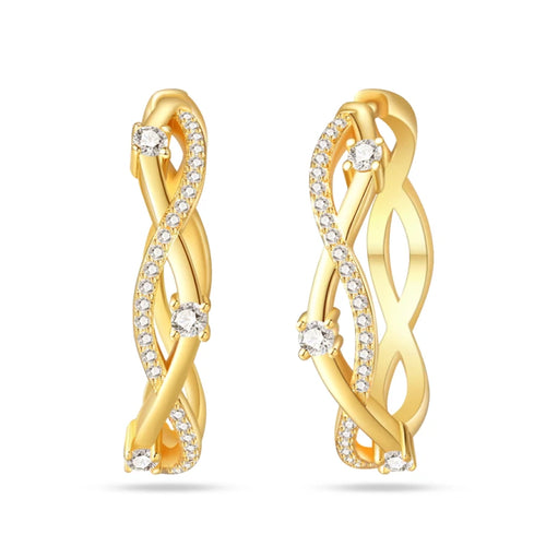 Classic Earrings 925 Silver Stars Moons Pearls Bees Golden Hoop