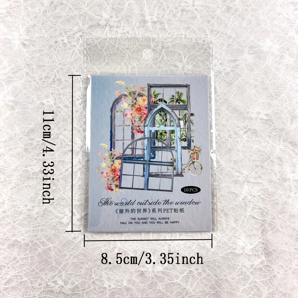 JIANQI 11 Pcs/Pack Retro Gate Stickers Decorative Scrapbooking Collage
