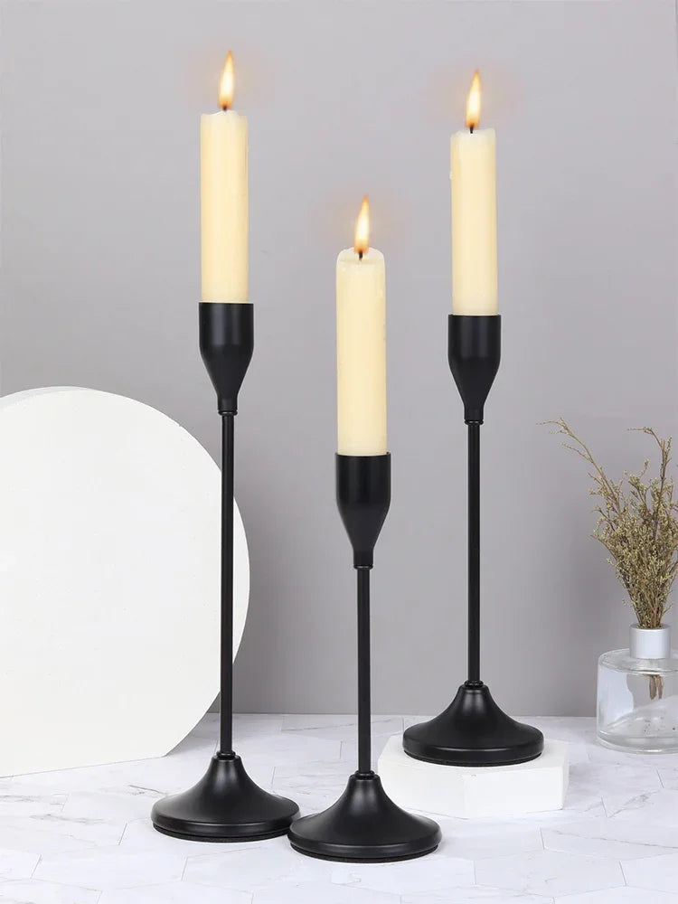 European Style Metal Candlestick Set of 3 Exquisite Durable Candle Holders for Home Decor