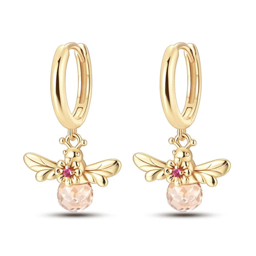 Classic Earrings 925 Silver Stars Moons Pearls Bees Golden Hoop