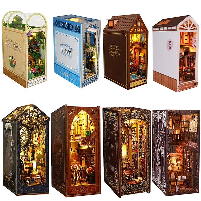 DIY Book Nook Kit Miniature Doll House With LED Light 3D Puzzle Model