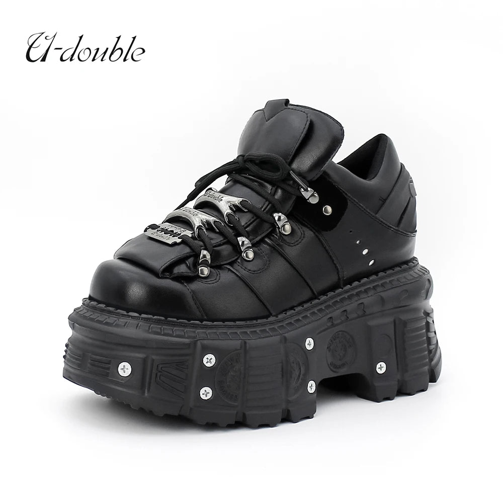 New Punk Style Women Shoes Lace-up Heel Height 6CM Platform Shoes