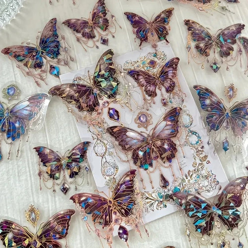 20 Pieces Butterfly Decorative PET Stickers for DIY Projects and Retro Handbook Craft Material