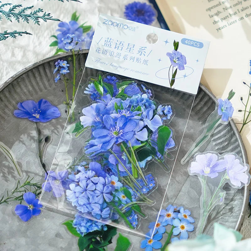 40 Pcs Green Leaf Decorative PET Stickers Set For Scrapbooking Plant Collection Nature Theme