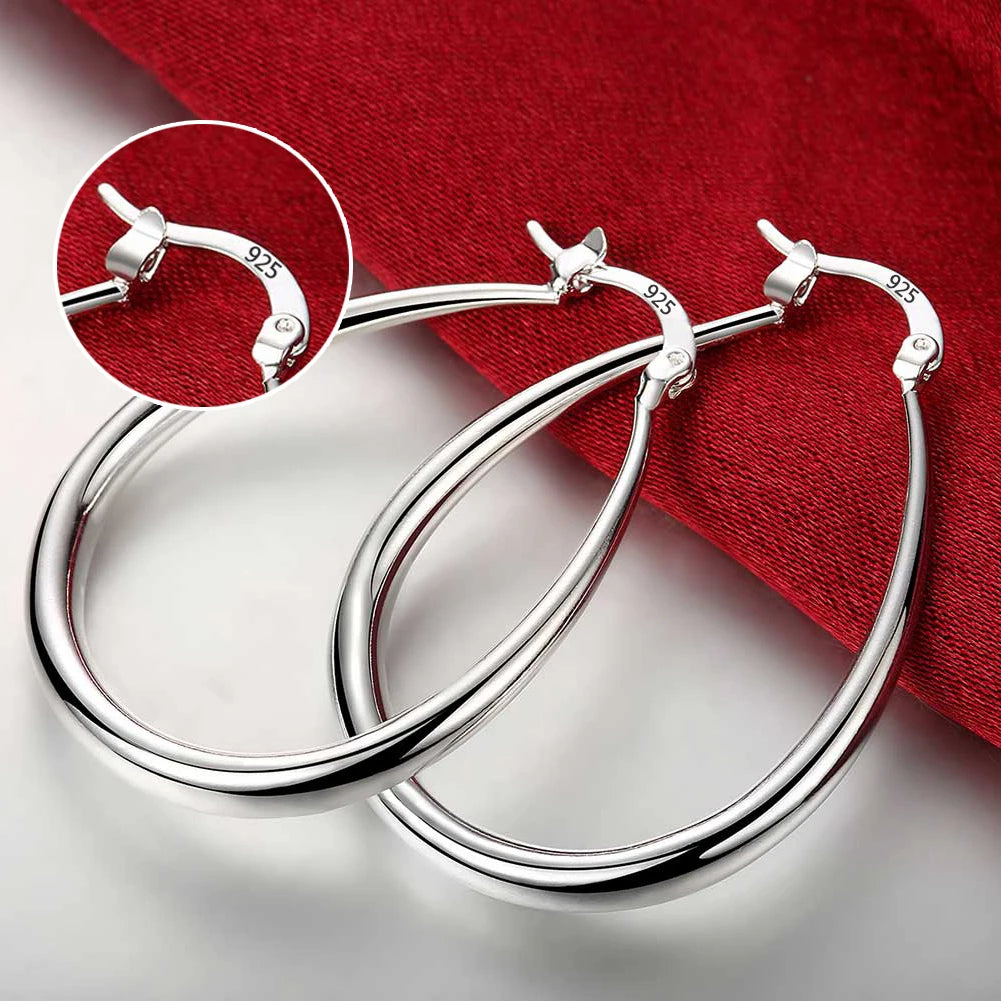 Top Quality 925 Sterling Silver Earrings Simple Round Circle Hoop