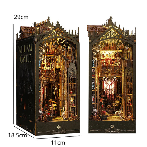 DIY Book Nook Kit Bookend Kit Wooden Doll House Bookshelf Insert Decor